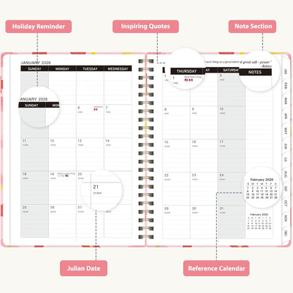 Planner 2026-2027, Weekly and Monthly Academic Year Calendar Planner, July 2026 - June 2027, Daily Agenda Book for Office School Supplies, A5(6.3'' x 8.5'')