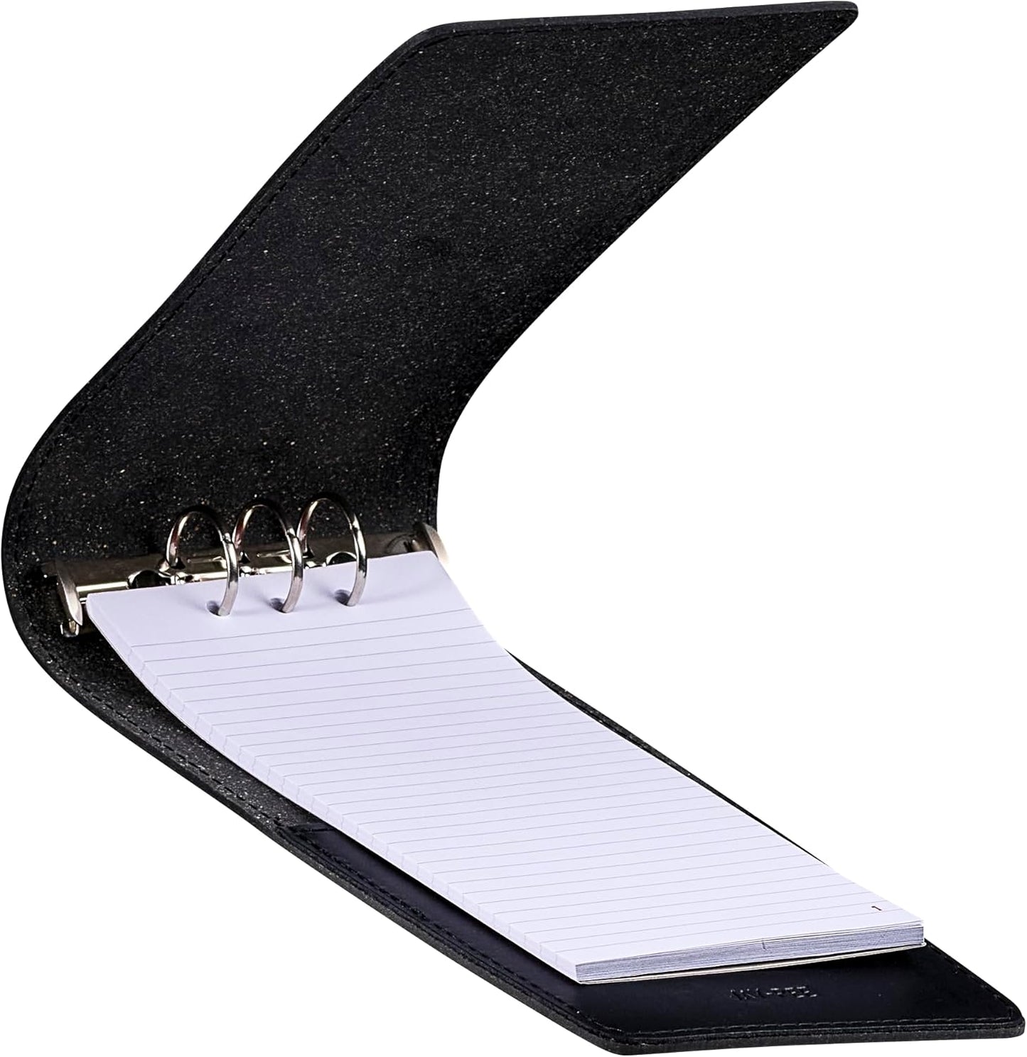 JAY-PEE Memo Book Note Pad Cover NYC Regulation Style Memo Binder with 3 Heavy Metal Rings. Includes 1 Small Size Note Pad 3" X 5" Made of Full Grain Black Leather