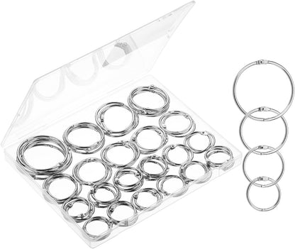 Mr. Pen- Loose Leaf Binder Book Rings, 5 Assorted Sizes (0.6", 1", 1.2", 1.5",2"), 36 Pack, Metal Binder Rings for Index Cards, Keychains, School, Home, Office, Silver