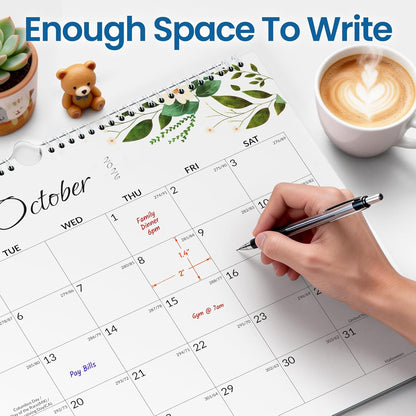 SUNEE Wall Calendar 2026 21 Months Apr. 2026 - Dec. 2027, 14.5"x11.5" Big Grid Hanging Calendar with Note for Organizing & Planning, Monthly Calendar 2026-2027 with Last Month and Next Month, White