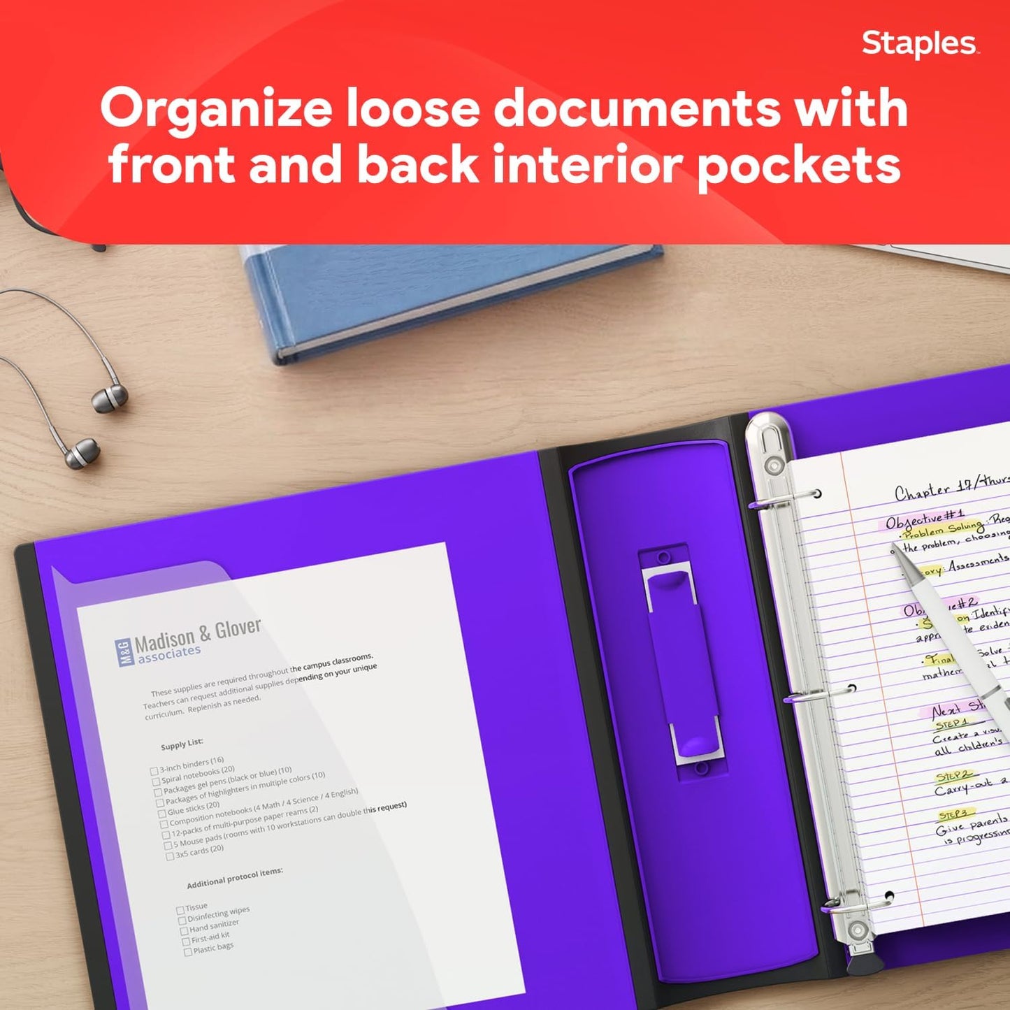 Staples Better Binder 2-Inch D-Ring View Binder, Reinforced Spine, Holds Up to 540 Sheets, Teal, for Office & School