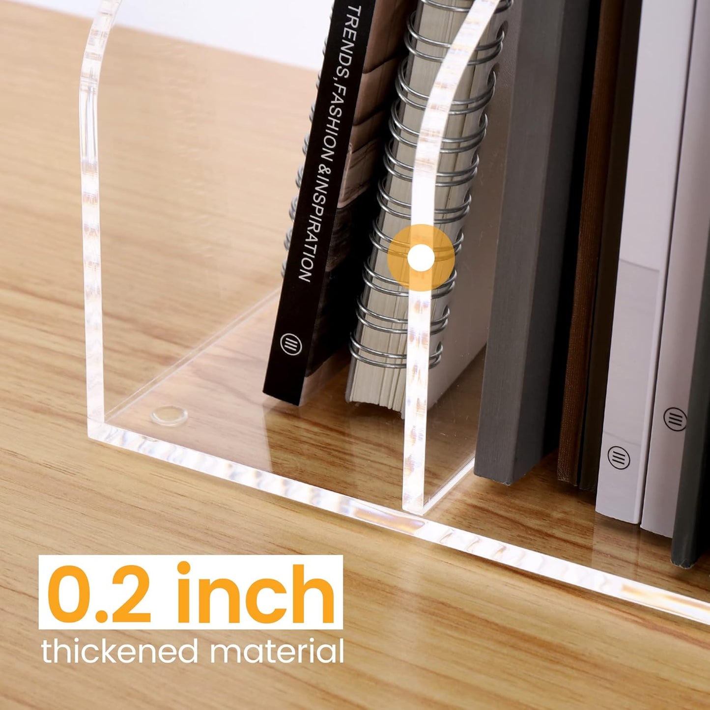 HeZone Acrylic Magazine Rack File Holder Desk Organizers and Storage 2-Pack Small Clear Acrylic Vertical Magazine Holder Book Stand for Office Desk