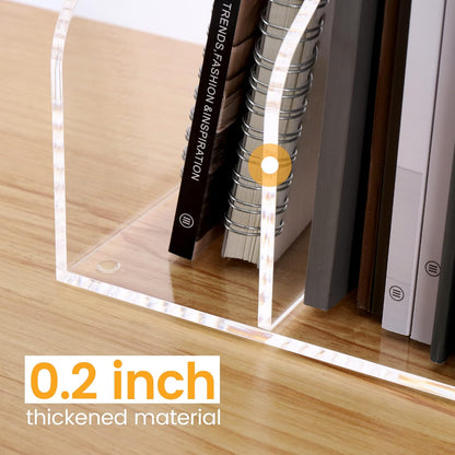 HeZone Acrylic Magazine Rack File Holder Desk Organizers and Storage 2-Pack Small Clear Acrylic Vertical Magazine Holder Book Stand for Office Desk