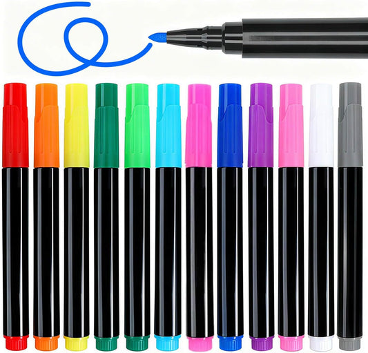 12-Color Neon Markers for LED Note Board, Acrylic Planning Board & Fridge Calendar | Wet Dry Erase Fine Tip Pens for Light Up Drawing | Erasable Markers