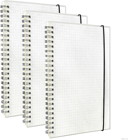 Smilo 3 Pack Spiral Notebook,A5 Graph Paper Notebook,5.7" x 8.3",80 Sheets (160 Pages),100 GSM Thick Paper,Transparent Hardcover,Journals for School,Office, Writing,Math,Engineering,Note Taking