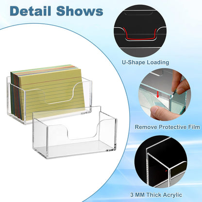 BTSKY 1 Pack Acrylic Index Card Holder Display Stand - 3X5 Inch Notecard Box Recipe Organizer, Clear Index Card Case for Office Desk Recipe Notecard Storage Box, Photo Holder Organizer