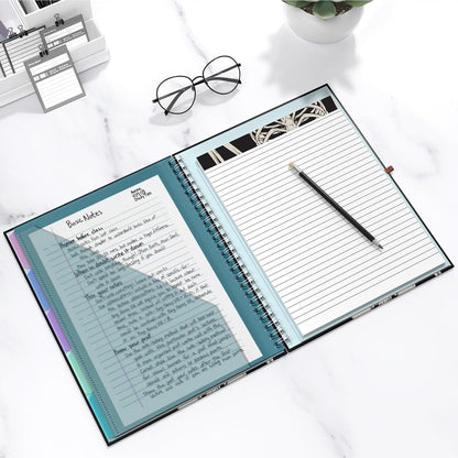 Hongri Clipboard Folio with Refillable Lined Notepad, 8.5 x 11 Folders with Storage 10 Pockets, Spiral Portfolio, Size 12.8X 9.7 in, Office & School Supplies, Skeleton