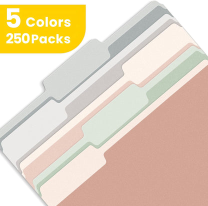 SUNEE Manilla Folders Letter Size (8.5 x 11 inches), 250 Per Box, 1/3 Cut Tab for Easy Labeling and Organization, Durable Standard Paper for Home, Office, School Filing
