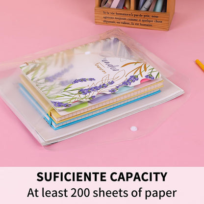 EOOUT 50pcs Plastic Envelopes with Button Snap Closure, Clear Poly Folders for Documents, Waterproof Plastic File Folder, Letter Size, A4 Size, for School and Office Supplies