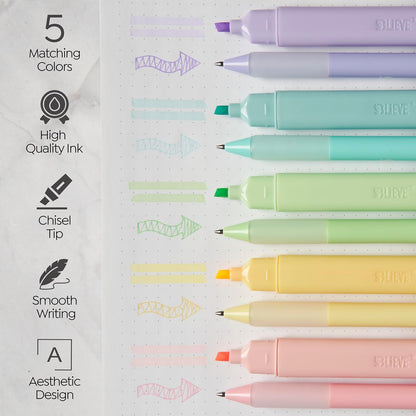 BLIEVE - Aesthetic Highlighters and Gel Pens With Soft Ink and Chisel Tip, Bible Highlighters and Pens No Bleed, Dry Fast Easy to Hold, for Bible Journaling Planner School Supplies (MORANDI)