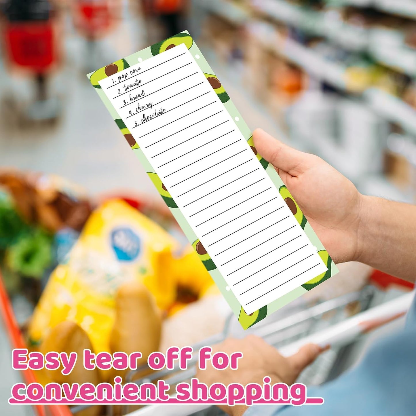 Thboxes 4 Pack Magnetic Note Pad for Fridge with Pen Holder, Totally 200 Sheets Grocery List Magnet Pad for Refrigerator Magnetic Shopping List Pad（Fruit Design）