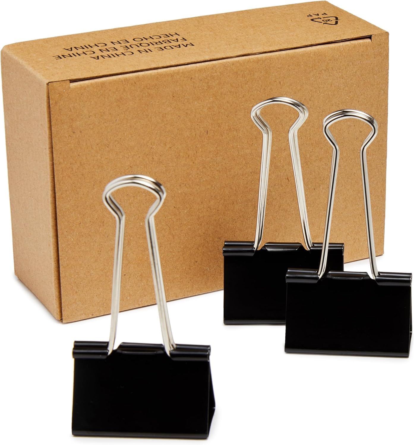 Amazon Basics Sturdy Binder Clips, Office Supplies, Small 0.75 in, Document Organizing, School Supplies, Black, 144 Count