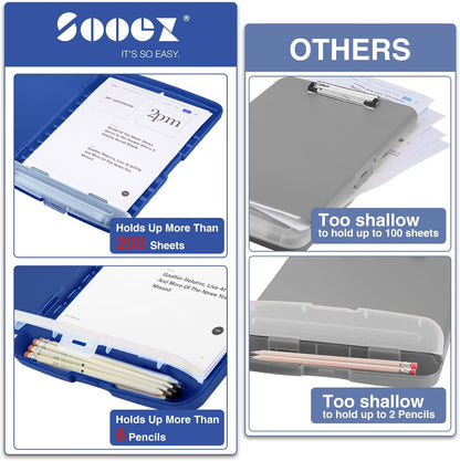 Sooez Clipboards with Storage, High Capacity Clip Boards 8.5x11 with Storage, Heavy Duty Nursing Clipboard Folder, Plastic Clipboard with Pen Holder for Women Teachers Work, School & Office Supplies