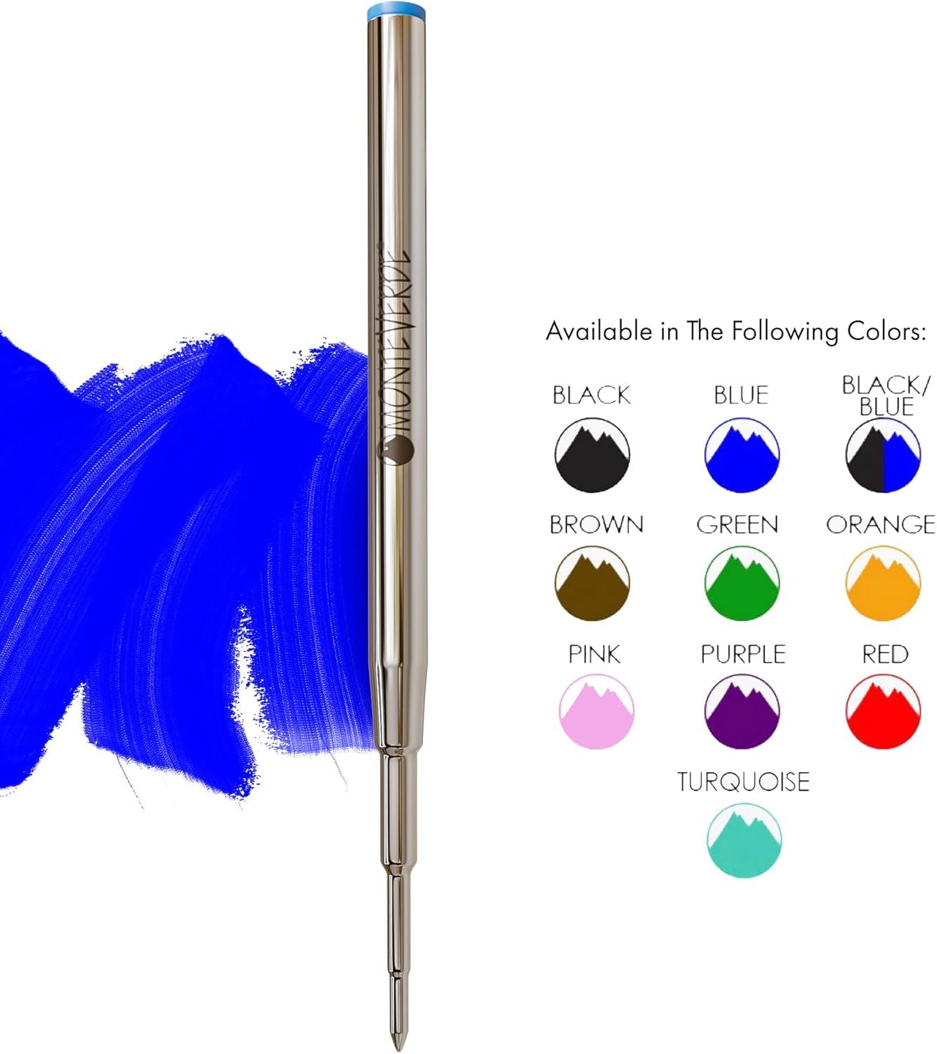 Monteverde USA Capless Ceramic Gel Refills to Fit Montblanc Ballpoint Pens, Fine Point Black Ink, Converts to Capless Rollerball, 2-Pack (M132BK)