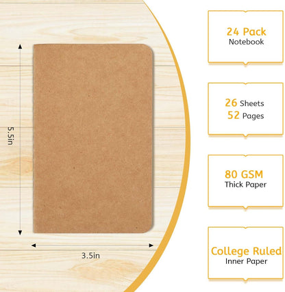 Oucaru 48PCS Pocket Notebook, 3.5" x 5.5", 8 Color, 52 Pages Blank Notebook Mini Notebook Journal, Small Notebook Memo Notepad for Students, Traveler, School Supplies
