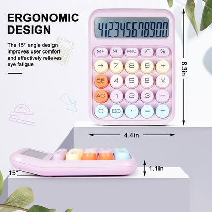 Mechanical Switch Calculator with Big Buttons, Calculators Desktop, 12 Digits, Large LCD Display, Desk Calculator, Cute Pink Calculators for Teachers Students Basic Office (Pink)