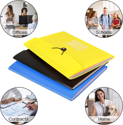7 Pocket Accordian File Folders, Expanding File Folder A4 Letter Size Paper Portable Document Organizer-Black