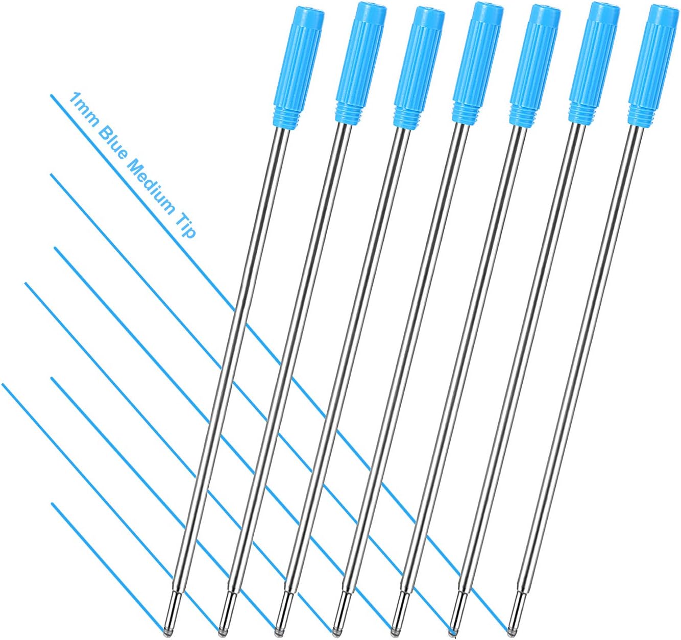 Jovitec 24 Pieces Replaceable Ballpoint Pen Refills Metal Pen Ink Refills Smooth Writing 4.5 Inch (11.6 cm) and 1 mm Medium Tip for Gifts Office(Black and Blue)