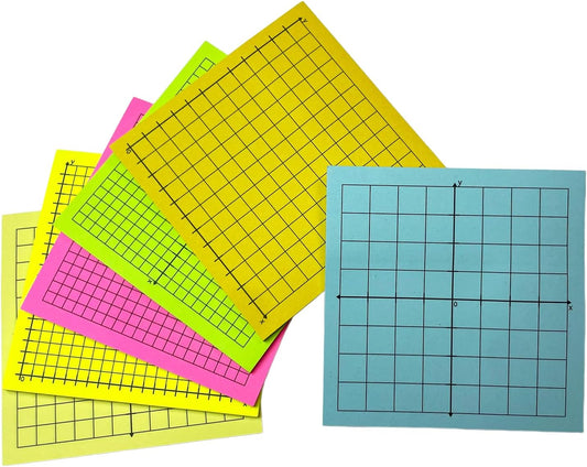 Graph Paper Sticky Notes - Pad with Math Quadrants and Grid Lines, Homeschooling Tools, Peels Off Cleanly, 6 Pads for Students, 3x3 Inch, Bright Color