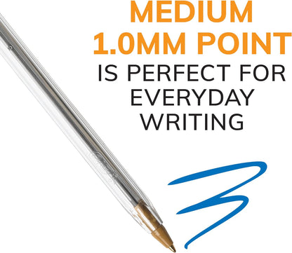 BIC Cristal Xtra Smooth Black Ballpoint Pens, Medium Point (1.0mm), 12-Count Pack, Extra Smooth and Reliable Ballpoint Pens