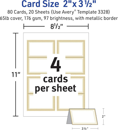 Avery Printable Tent Cards with Sure Feed Technology, 2" x 3.5", White, 160 Blank Place Cards for Laser or Inkjet Printers (5302)