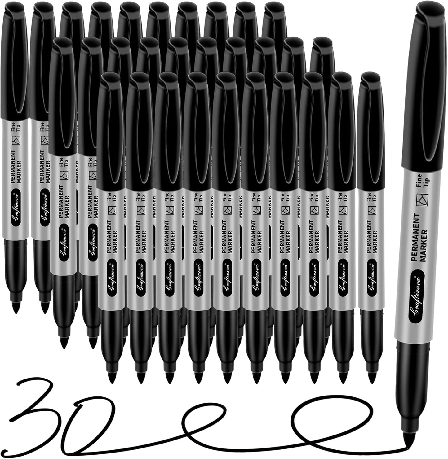 Black Ultra Fine Point Permanent Markers, Extra Fine Tip, Quick Drying and Waterproof, Fade Resistant Perfect on Paper, Glass, Metal, Plastic, Wood, Office & School Use, 12 Pack