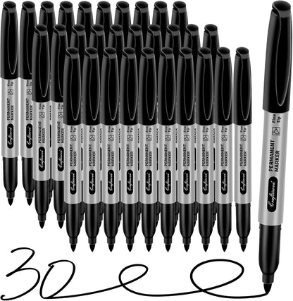 Black Ultra Fine Point Permanent Markers, Extra Fine Tip, Quick Drying and Waterproof, Fade Resistant Perfect on Paper, Glass, Metal, Plastic, Wood, Office & School Use, 12 Pack
