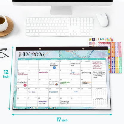 Forvencer Desk Calendar 2026-2027, 21 Months Calendar Runs from April 2026 to December 2027, 17" x 12" Large 2026 Wall Calendar Monthly Planner with Plastic Cover for Home School Office