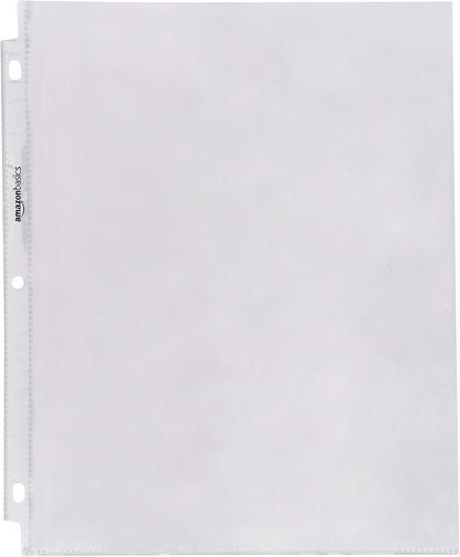 Amazon Basics Sheet Protectors for 3 Ring Binder, Heavyweight, Acid-Free, Clear Plastic Sleeves, Letter Size, 8.5 x 11 Inch, 100-Pack