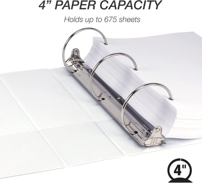 Samsill 1.5 Inch 3 Ring Binders, Economy Round Ring, Clear View Cover, 325 Sheet Capacity - for School, Home, Office - White, 4 Pack