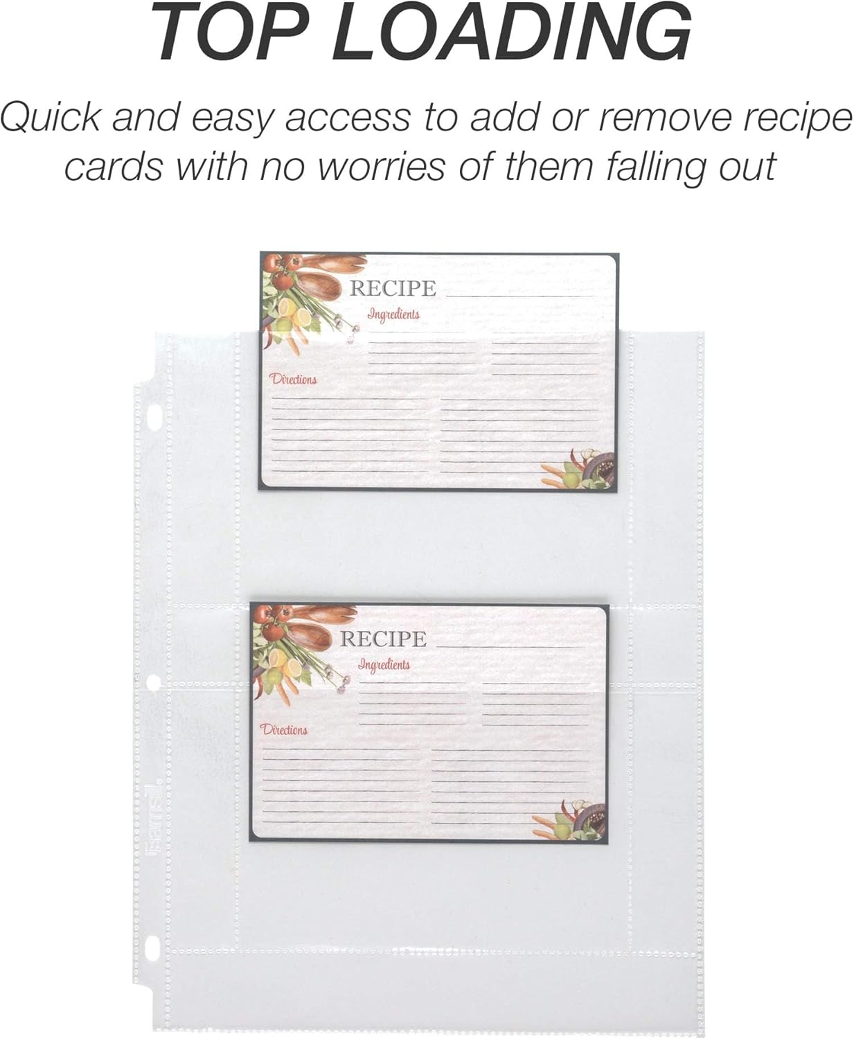 Samsill 8 Tab Recipe Dividers, Recipe Sleeves, Sheet Protector Dividers, with Tab Inserts, Clear, Super Heavyweight, Top Loading, 3 Hole Punched for Standard Letter Size Binders, Archival Safe
