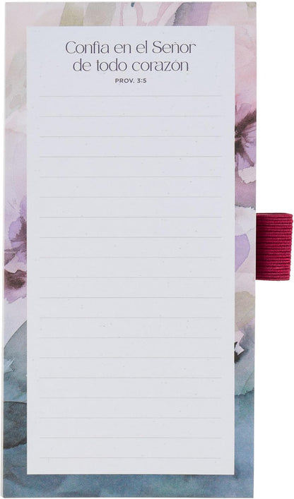 Christian Art Gifts Compact Magnetic Notepad & Medium Ballpoint Pen Set: Trust in the Lord Inspirational Scripture, Shopping Lists, Memos, Reminders, 70 Lined Easy Tear-off Sheets, Purple/Teal Floral