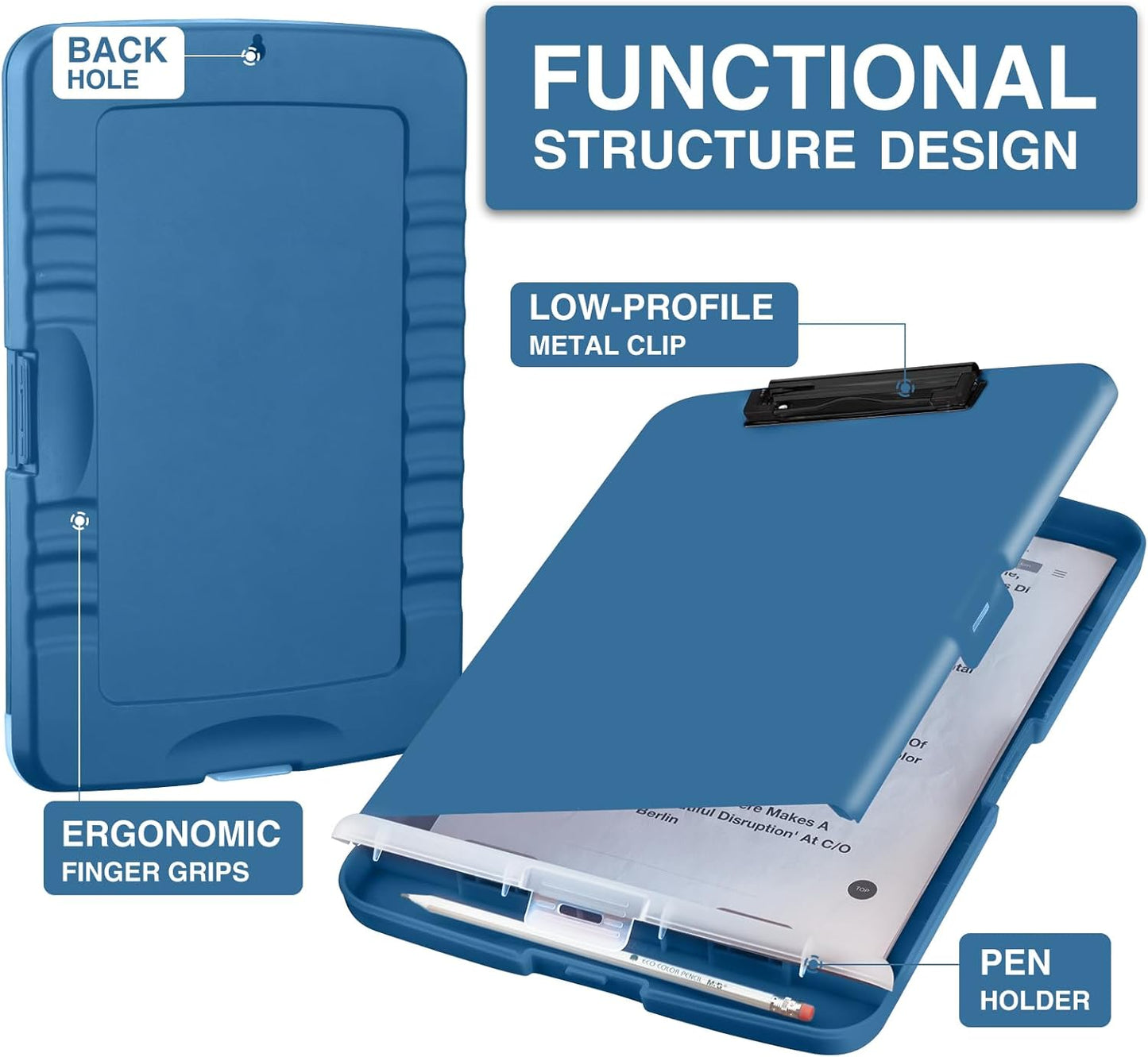 Sooez Clipboards with Storage, High Capacity Clip Boards 8.5x11 with Storage, Heavy Duty Nursing Clipboard Folder, Plastic Clipboard with Pen Holder for Women Teachers Work, School & Office Supplies