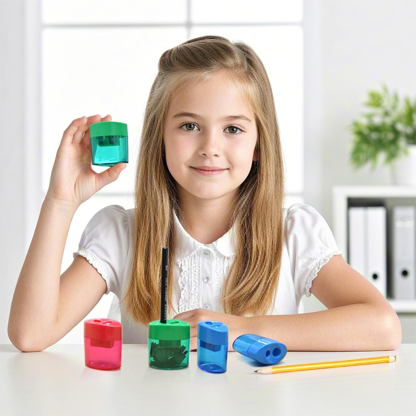 AUSTARK 4Pcs Pencil Sharpeners Manual for Kids Adults, Dual Hole Small Handheld Pencil Sharpener Bulk for Office School Home, Back to School Supplies