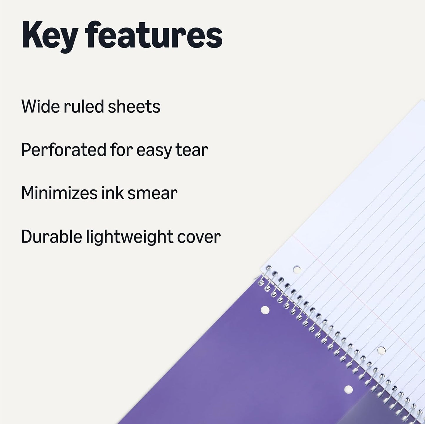 Amazon Basics 4x4 Graph Ruled Spiral Notebook, Poly Cover, 100 Sheets, 9" x 11", Coral, 3 pack