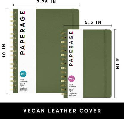 PAPERAGE Lined Spiral Journal Notebook, (Black), 160 Pages, Hardcover Journal for Women & Men, Medium 5.5 in x 8 in - 100 GSM, Thick Paper, Spiral Notebook for Work, School & Journaling