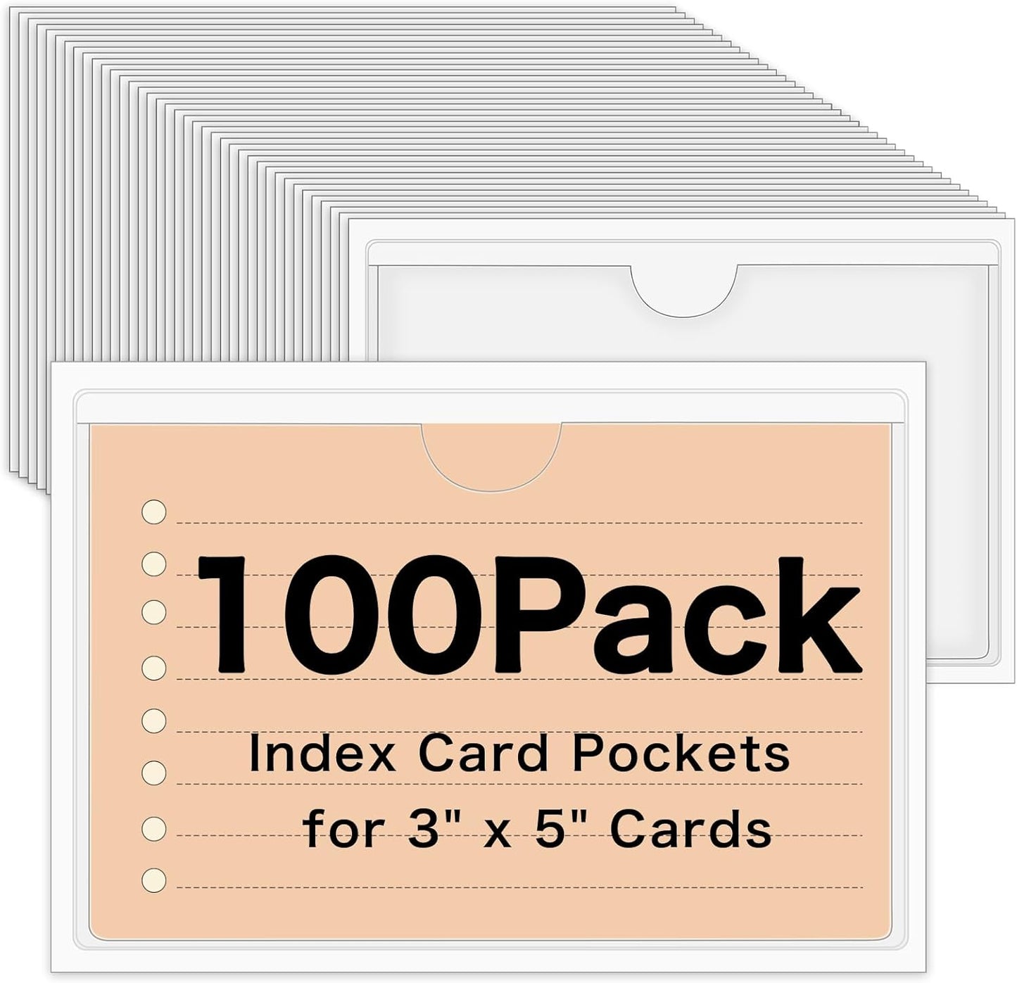 36 Pack 3" x 5" Index Card Holder Adhesive Plastic Label Holders Clear Tote Bag Labels Stickers for Organizing Storage Bins Library Card Shelves