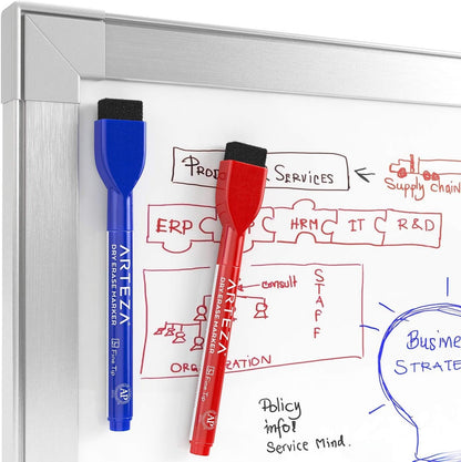 ARTEZA Black Dry Erase Markers with Erasers – Pack of 36 Magnetic Fine Tip Whiteboard Pens with Low-Odor Ink for Office & Home Use