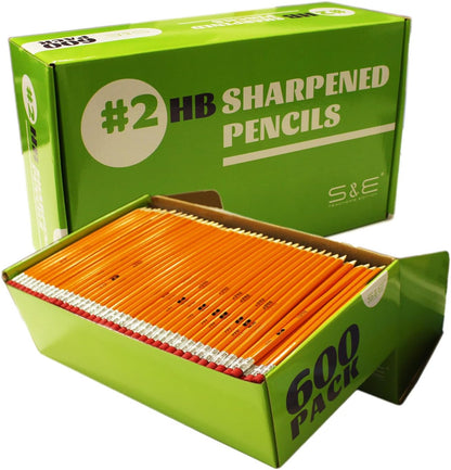 S & E TEACHER'S EDITION 360pcs Pre-sharpened Pencils with eraser top, No.2 pencils #2 HB pencil, Golf, Classroom, Pew, Back to school, 360 pcs/box