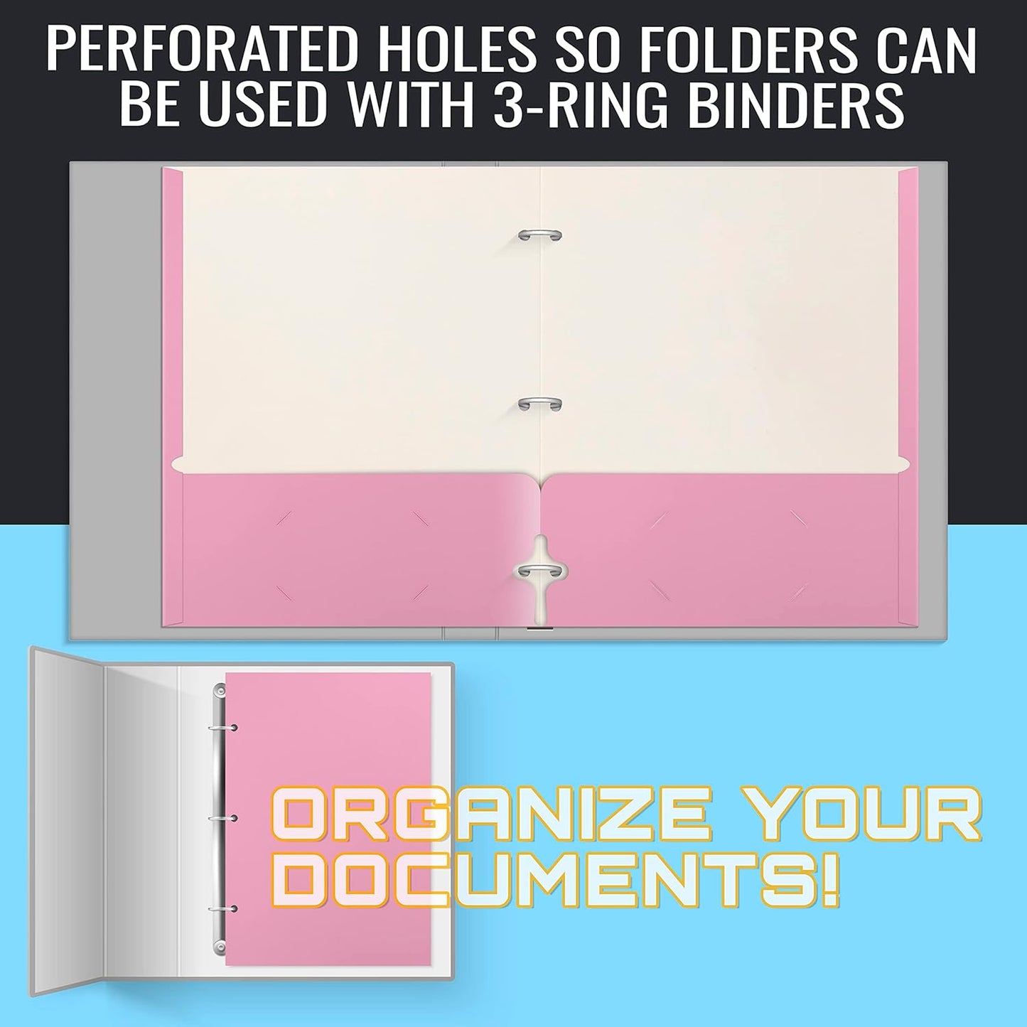 Better Office Products Two Pocket Portfolio Folders, 50-Pack, RED, Letter Size Paper Folders, 50 Pieces, Red