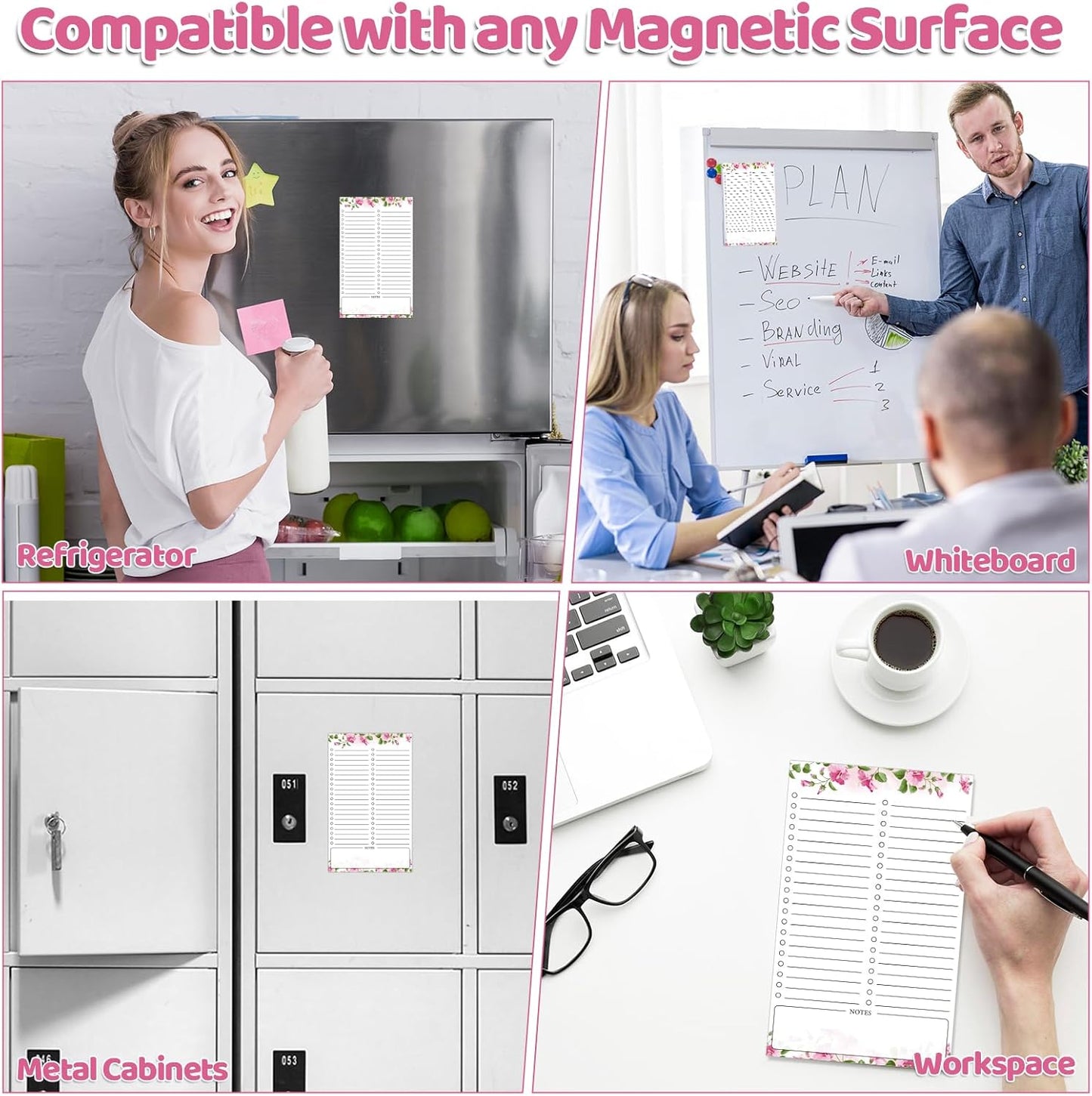 Thboxes 2 Pack Grocery List Magnet Pad for Fridge with Pen Holder, Total 120 Sheets Magnetic Note Pad for Fridge Full Back Magnet Shopping List, To Do List, Memo Notepads, 4.5x7.5(Funny Animal)