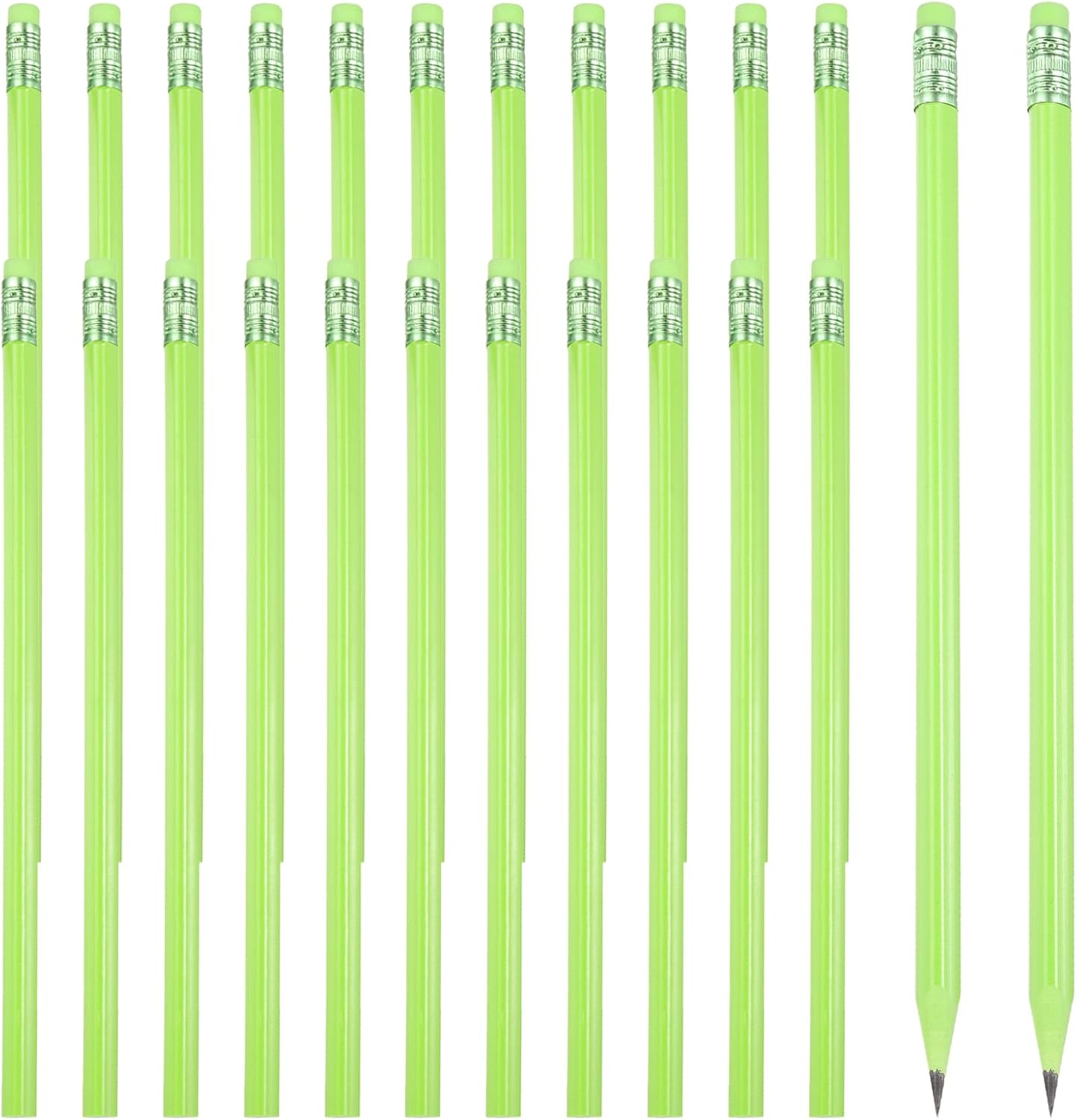 PATIKIL Round Pencils, 24 Pcs Triangle HB Graphite Pencil Wooden Pencils with Eraser for Classroom Office Writing Drawing Supplies, White