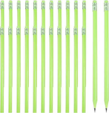 PATIKIL Round Pencils, 24 Pcs Triangle HB Graphite Pencil Wooden Pencils with Eraser for Classroom Office Writing Drawing Supplies, White