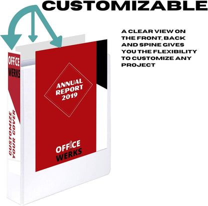 3 Ring Binder, Professional Angle D Ring Binder 5 Inch, Presentation Folder for Standard Pages 8.5 x 11 with Pockets, Crystal Clear View White (1 Pack)
