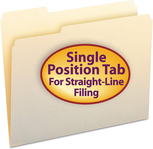 Smead File Folder, 1/3-Cut Tab, Left Position, Letter Size, Manila, 100 per Box (10331)