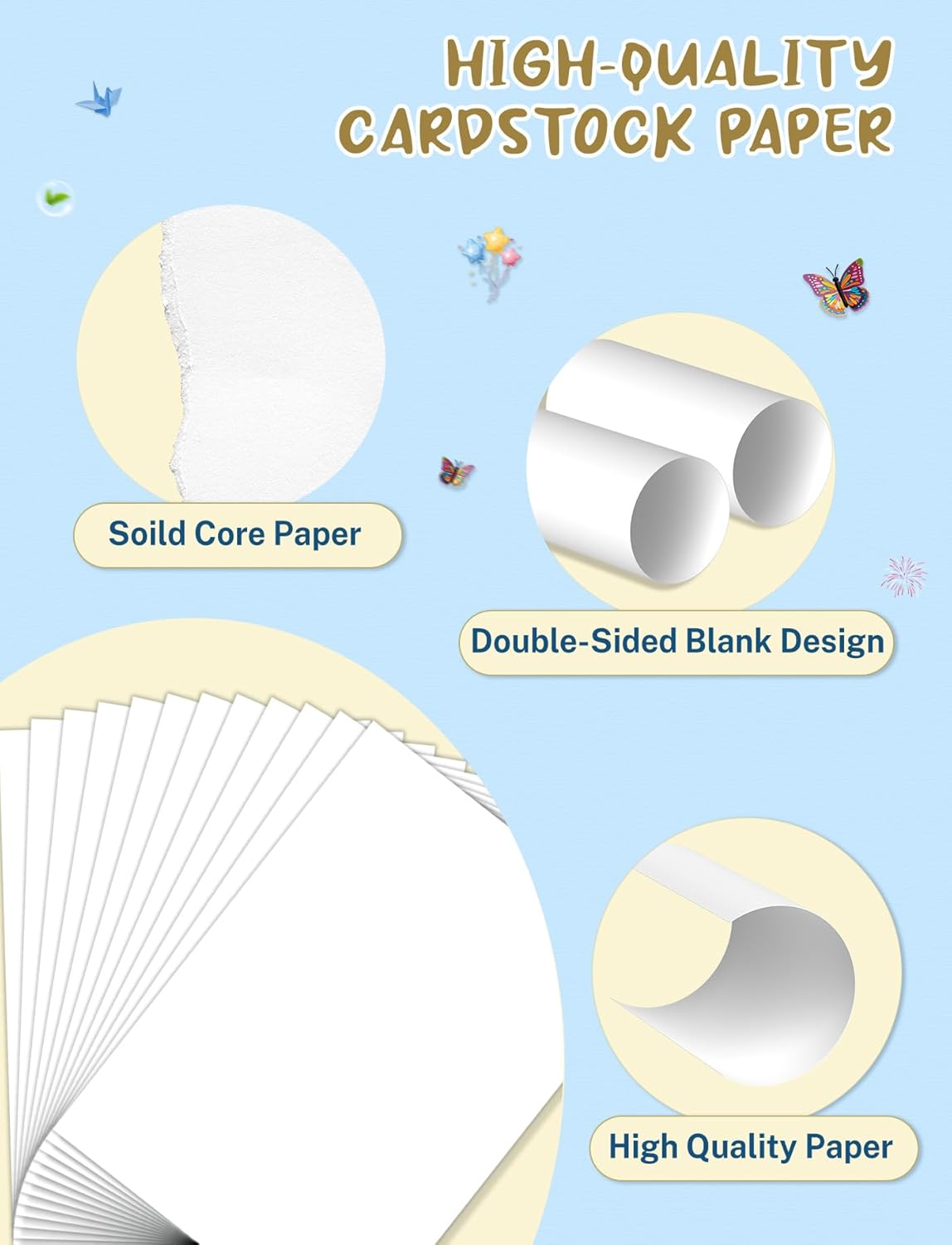 40 Sheets Cream Cardstock Paper 8.5 x 11, Ivory Cardstock Printer Paper 8.5x11, Off White Card Stock Paper 8.5 x 11, 200 GSM Construction Paper for DIY Cards, Greeting Cards, Wedding Invitations