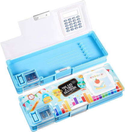 Henoyso Multifunctional Pencil Box for Girls Butterfly Pencil Case with Calculator and Sharpener Cool Cute Pencilcase School Supplies Essentials Christmas Birthday Gift Present for Kids Teens