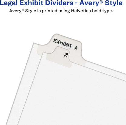 Avery Premium Collated Legal Exhibit Binder Dividers with Tabs, 1-25 and Table of Contents, 8.5 x 11 Inches, Binder Divider with Tabs, Avery Style (11370)