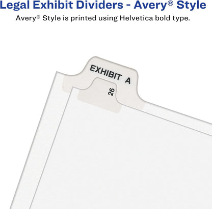 Avery Blank Tab Legal Exhibit Binder Dividers, White Unlaminated Tabs, Letter-Size, Standard Collated 25-Tab Set (11959)