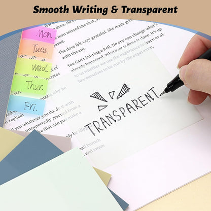 800 Sheets Transparent Sticky Notes, 3x3 Inch 14 Pads Self-Adhesive Translucent Clear See Through Post Sticky Notes for Planner Office School College Teacher Student Supplies 6 Bright Color